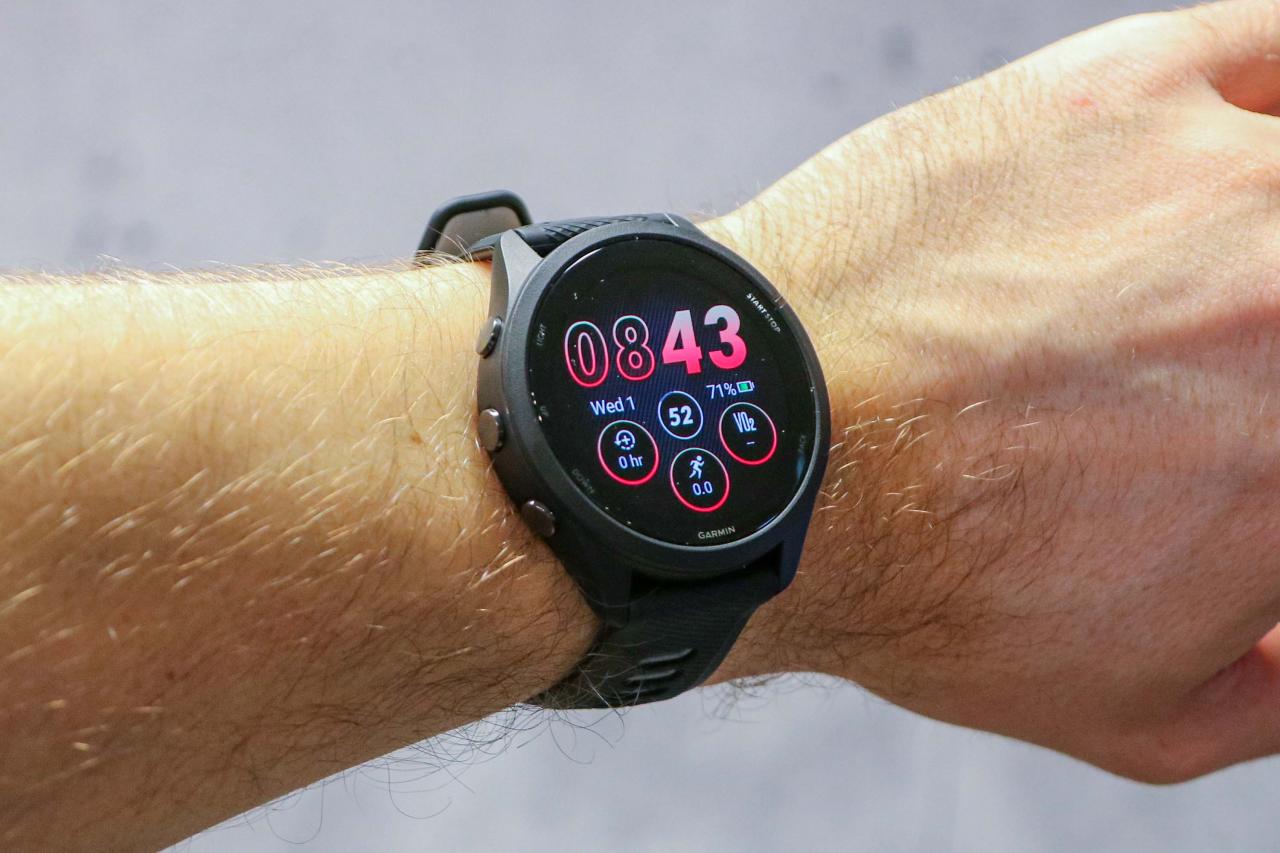 Garmin Forerunner 265 running watch on runner's wrist